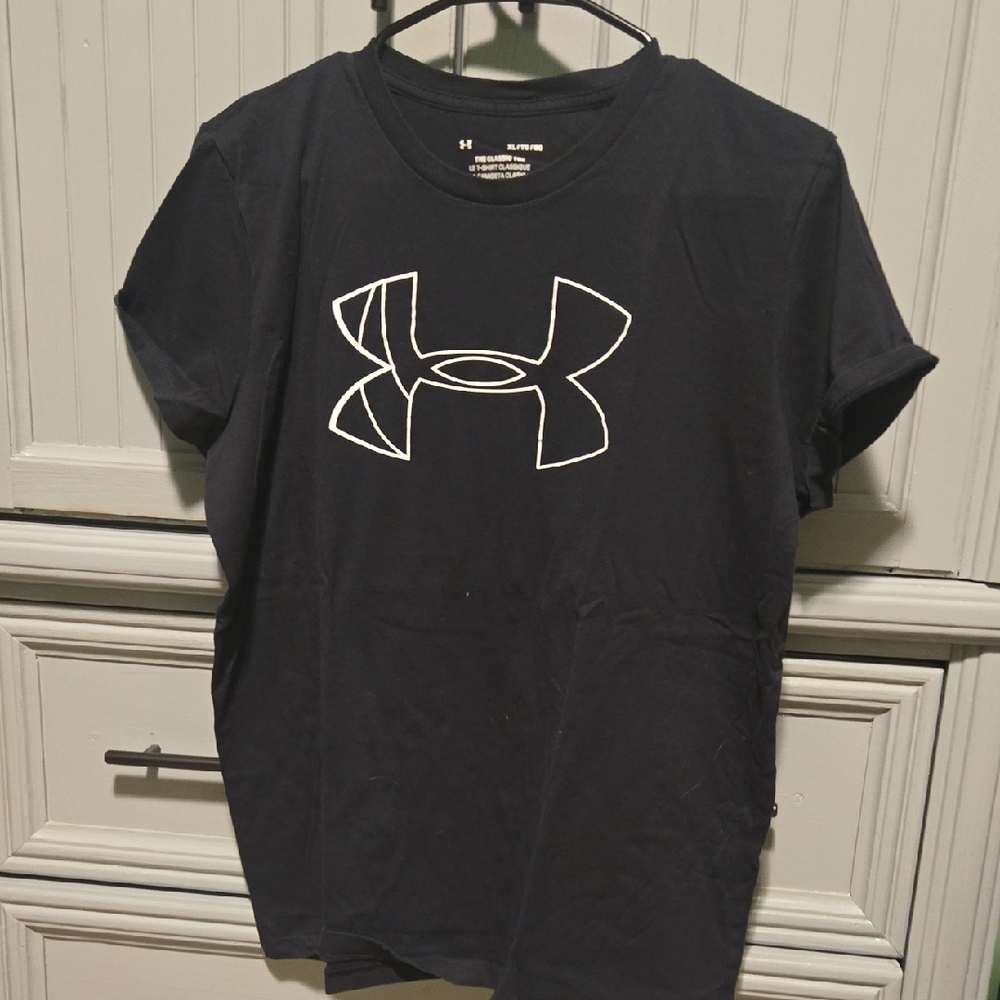 Under Armour Women's Black Tee with White Emblem